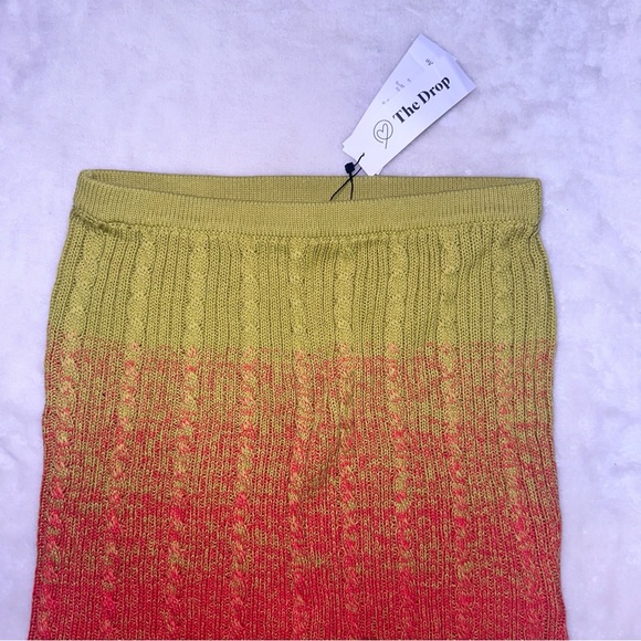 NWT The Drop Lola Red & Green Ombre Knit Midi Ribbed Skirt Size XS - Picture 7 of 10